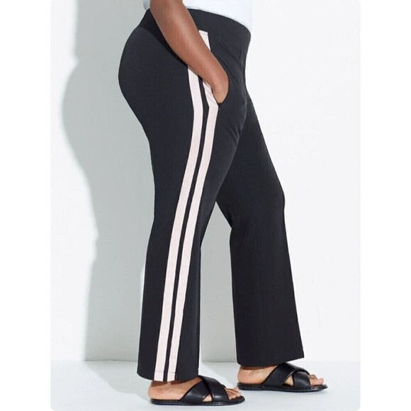 See Rose Go Womens High Rise Straight Tailored Track Pants Black 18 Striped - Picture 2 of 16